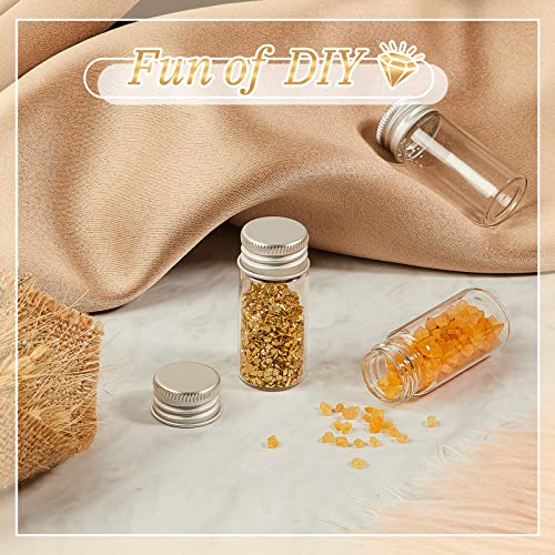 50 Pcs Small Clear Vials Spice Mini Jars with Lids Mini Glass Bottles with Screw Aluminum Metal Caps Tiny Jars Sample Containers for Powder Cream Cosmetic Jewelry Wedding (50 Count)