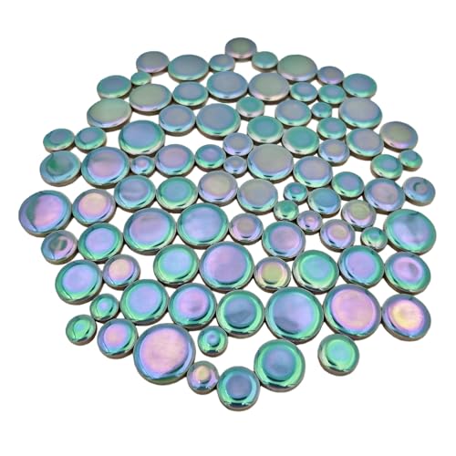 200g Iridescent Round Mosaic Tiles for Crafts Bulk