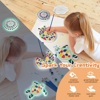 8Pcs Stepping Stones Painting Crafts Kit for Kids 4 8 6