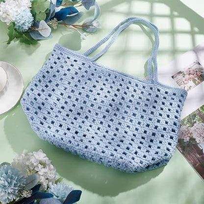Cotton Cord Crochet Kit for Beginners Crochet Bag Making Kit DIY Crochet Shopping Bag Kit Crochet Set for Adults with Instructions Crochet Bag for Shopping Daily Use