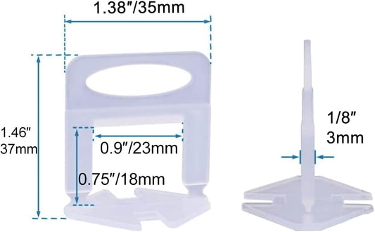 Tile Leveling System Clips 1/8" 2000 Piece 3.0mm Tile Leveler Clips DIY Tile Spacers Tile Leveling Clips for Professional Ceramic Tile and Stone Installation