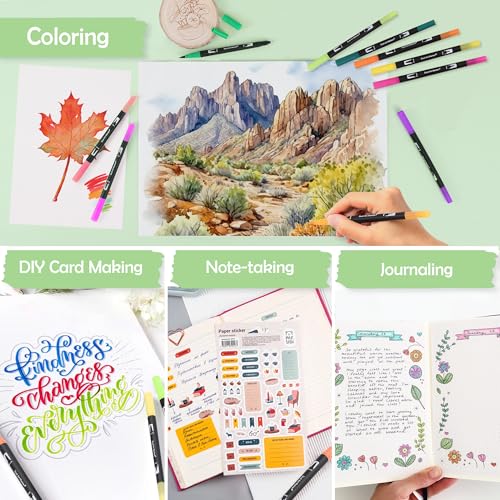 100 Colors Dual Tip Watercolor Paint Markers Pens (100 Count)