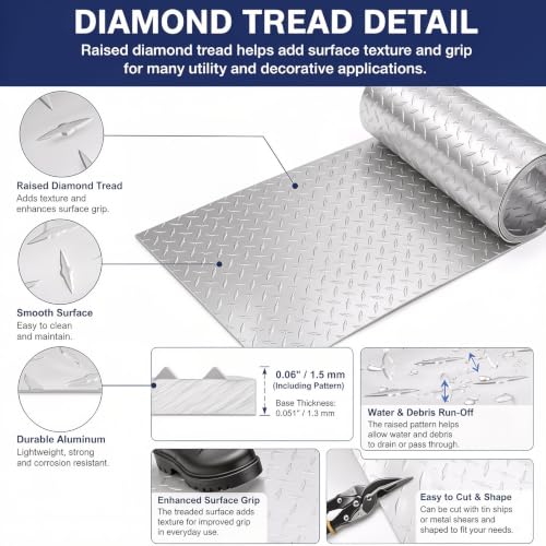 1pcs Aluminum Diamond Plate Sheet Metal (24 Sq Ft)