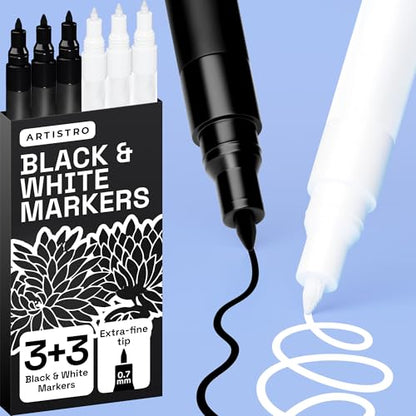 6 Black & White Acrylic Paint Pens (6 Count)