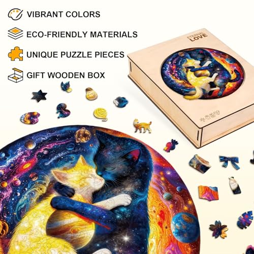 Cat Solar System Space Wooden Puzzles for Adults (280 Count)