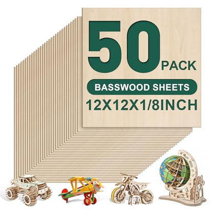 50 Pack Basswood Sheets 1 (50 Count)