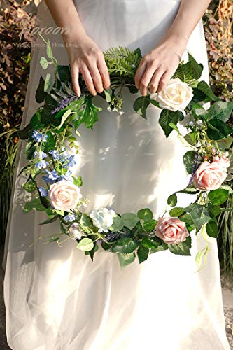 Artificial Flowers 25pcs Real Looking Shimmer Blush and Peach Foam Fake Roses with Stems for DIY Wedding Bouquets Bridal Shower Centerpieces Floral Arrangements Party Tables Home Decorations (25 Count)