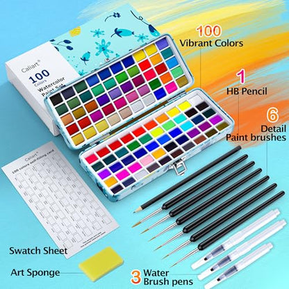 100 Colors Watercolor Paint Set (100 Count)