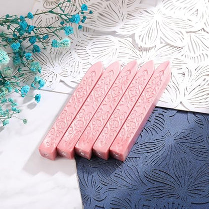5Pcs Rose Gold Sealing Wax Sticks with Wicks for Wax Seal Stamp (5 Count)
