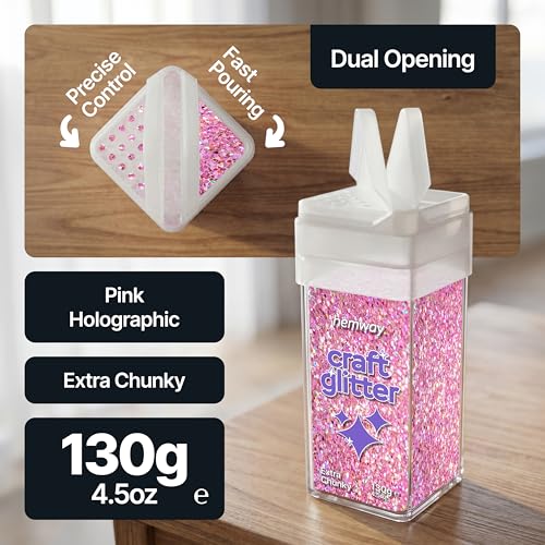 Craft Glitter Shaker Pink Holographic 110g Extra Chunky (3.8 Ounce)