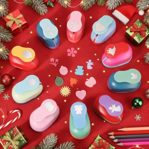 10 Pcs Craft Hole Punch Shapes 1 Inch Paper Punch Hole Mix Shapes Cutters for Paper Crafting Scrapbooking Office Supplies (10 Count)