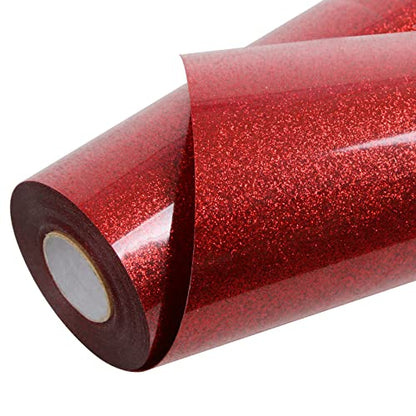 Red Glitter HTV Heat Transfer Vinyl Roll 12 inch x 20 ft Iron on Vinyl for T Shirts Crafts Bulk