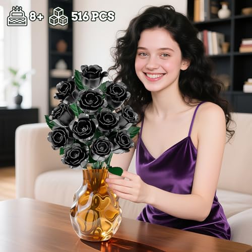 Black Rose Bouquet Building Sets (516 Count)