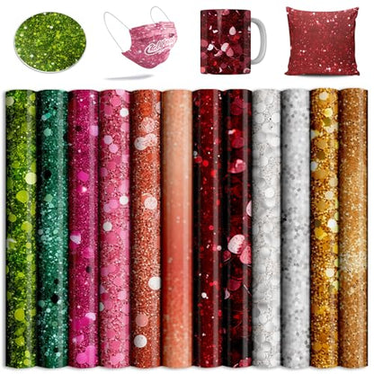 Glitter Sublimation Transfer Sheets for Heat Press Machine (12 Count)
