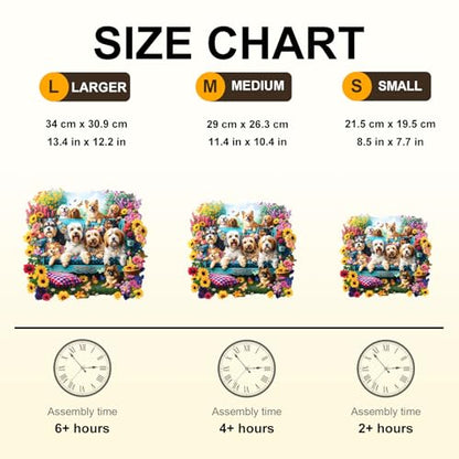 Dogs Puzzles Colorful Flowers Spring Garden Scene Sunflowers Puzzle Adults Gifts for Women Men Wooden 275 Pieces 13.4 * 12.2in