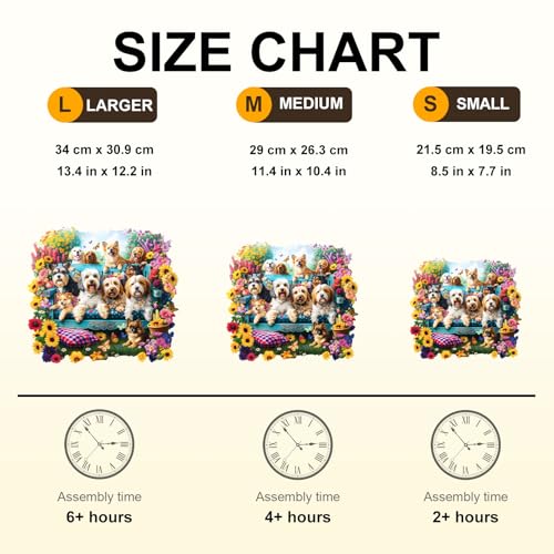 Dogs Puzzles Colorful Flowers Spring Garden Scene Sunflowers Puzzle Adults Gifts for Women Men Wooden 100 Pieces 8.5 * 7.7in