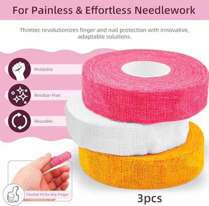 3Rolls Thimble Tape for Hand Sewing Multi
