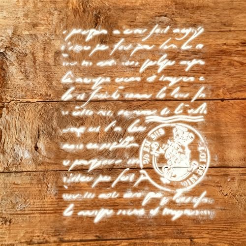 A4 Reusable Vintage Script Stamp Stencil for Painting