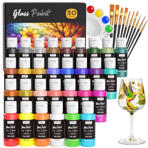 30 Colors Stained Glass Paint Set (30 Fl Oz)