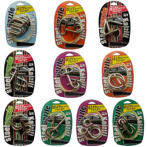 Large Assorted Metal Brain Teaser Puzzles 12 Pack Metal Wire IQ Puzzles with Paper Box Gift Package Great Educational Intelligence Games Toys Party Favors for Kids Adults