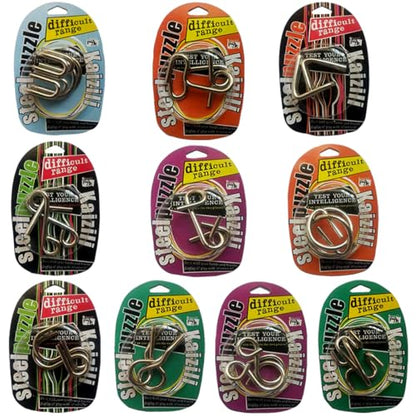 Large Assorted Metal Brain Teaser Puzzles 12 Pack Metal Wire IQ Puzzles with Paper Box Gift Package Great Educational Intelligence Games Toys Party Favors for Kids Adults
