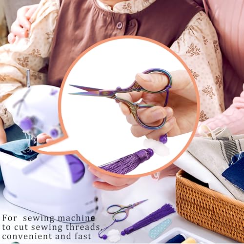 Sewing Embroidery Scissors with Cover Tassel Sharp Stainless Steel Tip Scissor Dressmaker Shears Crane Sewing Scissors for Thread Cross
