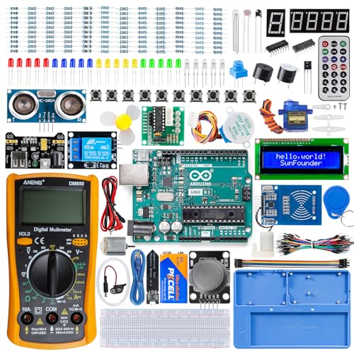 Inventor Lab Starter Kit with Original Arduino Uno R3 REV3 Multimeter 34 Projects 40+Video Courses RAB Breadboard Holder