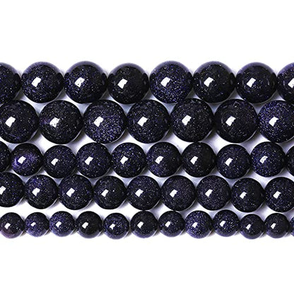 60PCS 6mm Starry Blue Sandstone Gemstone Beads Beads Natural Stone Round Loose Beads for Jewelry Making DIY Bracelet Necklace 15" Inch (16 Count)
