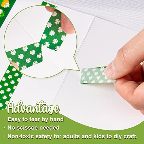 12 Rolls St. Patrick's Day Washi Tape Green Shamrock Washi Masking Tapes 15mm Clover Plaids Lucky Holiday Paper Tape Sticker for Irish Party Scrapbook Gift Packing DIY Craft Decor (196.8 Foot)