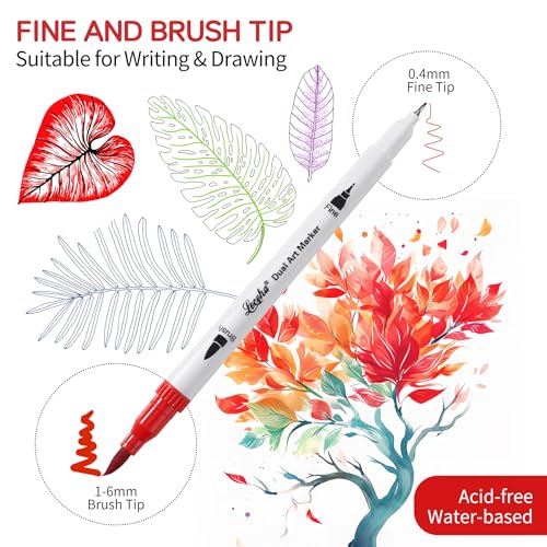 Dual Tip Art Markers for Adult Coloring 32 Colored Pens (32 Count)
