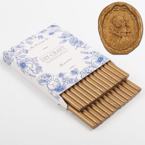 Antique Gold Wax Seal Sticks 26pcs Antique Gold Glue Gun Wax Sticks Mini Sealing Wax Sticks for Wedding Invitations Letters Cards Christmas Package Gift Sealing