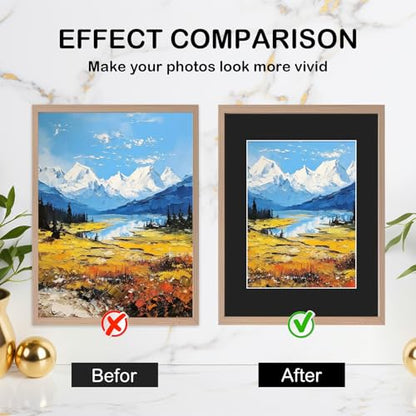15 Pack Black Picture Mats 12x16 for 8.5x11 Photos (15 Count)