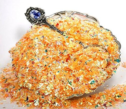 Golden Orange Iridescent Ice Flakes Glitter Flakes for Nail Art
