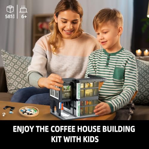 City Coffee House Architecture Building Set with Light (581 Count)
