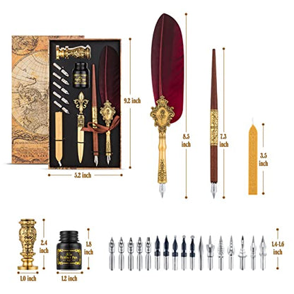 Feather Pen and Ink Set Calligraphy Fountain Dip Pens (22 Count)