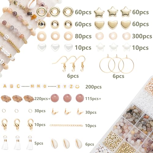 Jewelry Making Supplies Kit Natural Stone Beads for Irregular Natural Stone with for DIY Craft Bracelet Necklace Earrings for Adults