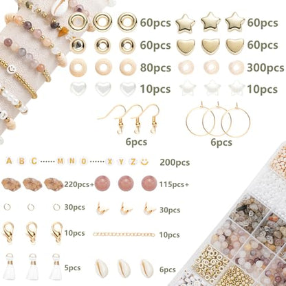 Jewelry Making Supplies Kit Natural Stone Beads for Irregular Natural Stone with for DIY Craft Bracelet Necklace Earrings for Adults