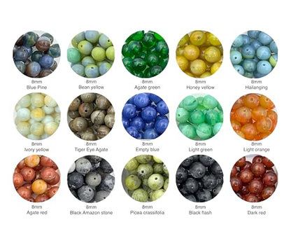 300Pcs 8mm Natural Gemstone Beads (3.5274 Ounce)