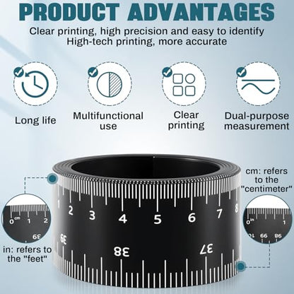 2 Pcs 39.37 Inch Magnetic Ruler Flexible Tape Magnetic Tape Measure with Both Inches and Centimeters