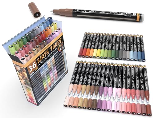 36 Acrylic Paint Pens Skin and Natural Earth Tone Marker Set For Rock Painting (36 Count)