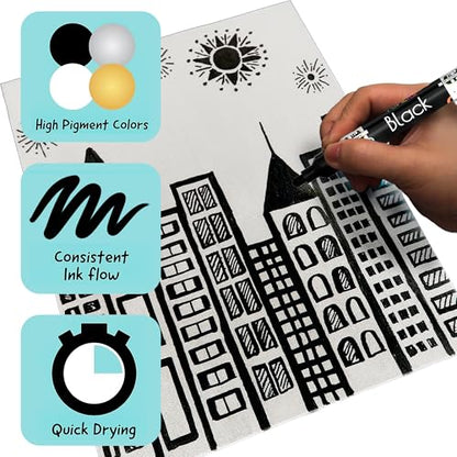 4 Black Acrylic Paint Marker Pens