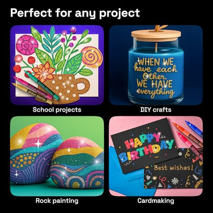 12 Glitter Paint Pens for Glass Marking (12 Count)