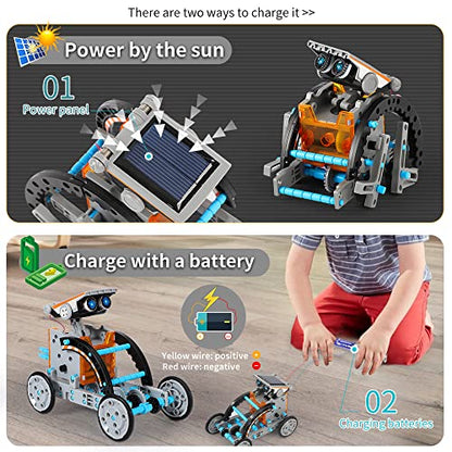12-in-1 Solar Powered Robot Building Kits Toys for Boys Ages 8-13, STEM Kit Gifts for Kids 8 9 10 11 12 13 Years, DIY Educational Science Building Set Gifts for Teenagers (190+ Pieces)