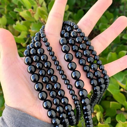 45pcs Adabele Natural Black Tourmaline Gemstone 8mm Round Beads (47 Count)
