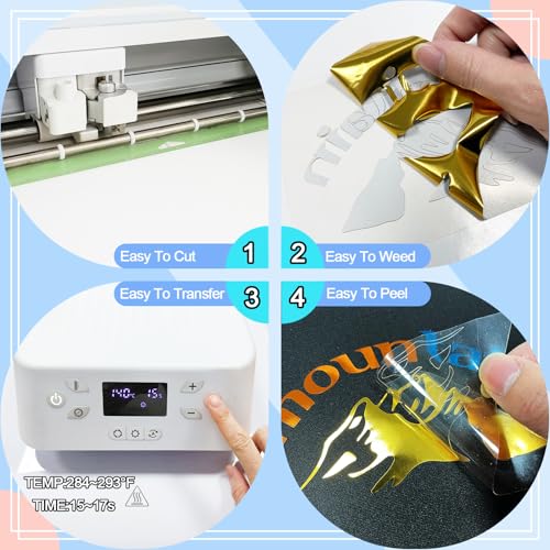 Sheet Metallic Foil Heat Transfer Vinyl 12Inch*10Inch*12pcs Bundle Chrome HTV Vibrant Colors for Stunning T (12 Count)