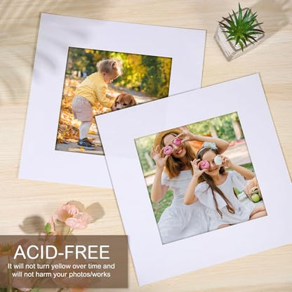 15 Pack White Picture Mats 12x12 for 8x8 Photos (15 Count)