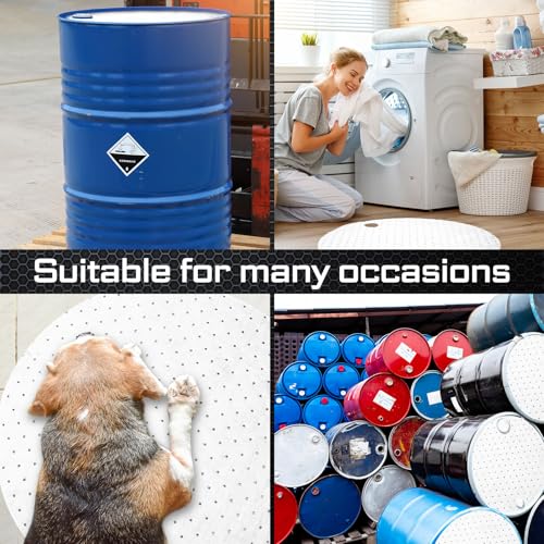 25 Pcs Drum Top Oil Absorbent Pads for 55 Gallon Drums Barrel Absorbent Pads Mat 22" Diameter Lid Oil Mat with Bungs 0.75" and 2" Diameter (25 Count)