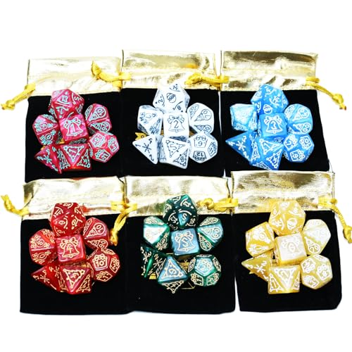 Double Colors Polyhedral Dice Sets with Pouches for D&D DND RPG MTG Dungeon and Dragons Table Board Roll Playing Games D4 D6 D8 D10 D% D12 D20 (42 Count)