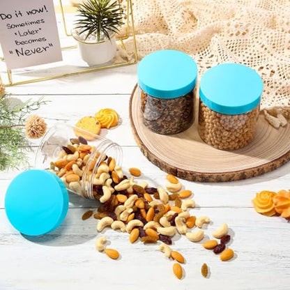 12 Pack 16 oz Plastic Container Jars with Lids Round Clear Travel Cosmetic Container Slime Jars for Toiletries (12 Count)