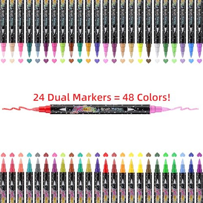 48 Colors 24 Pcs Glitter Markers Pens (24 Count)